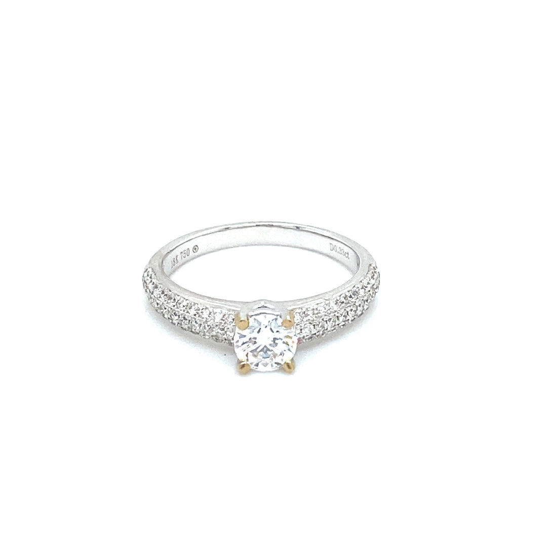 'AVERY' 18ct White Gold Solitaire Pave Diamond Ring