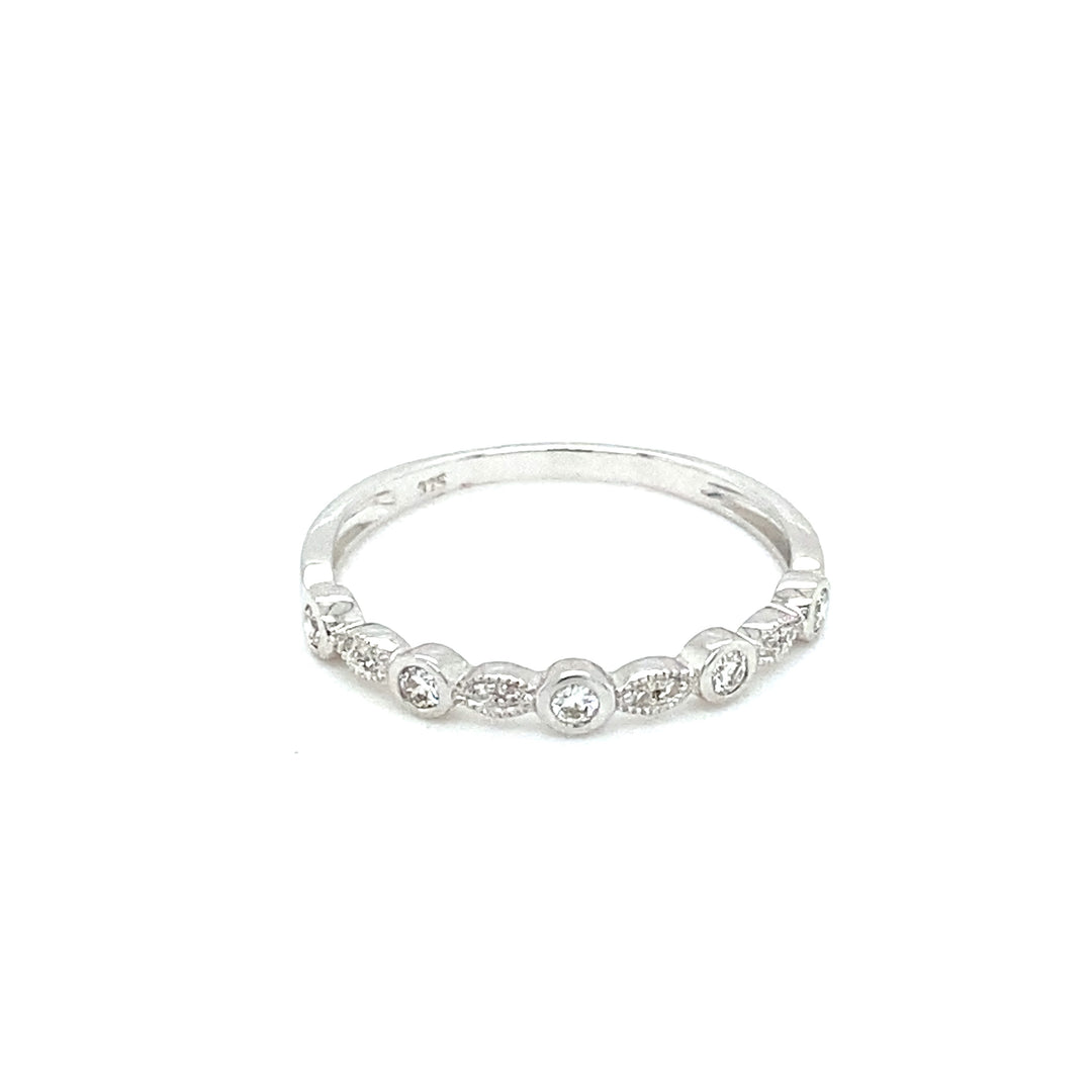 'AUDREY' 9ct White Gold Milgrain Bezel Diamond Ring