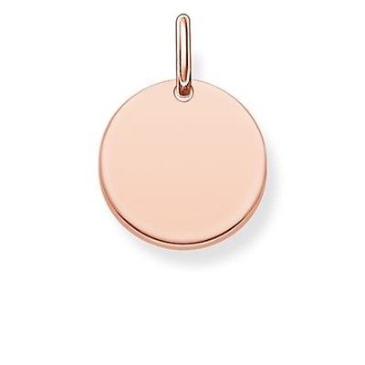 Thomas Sabo Sterling Silver Rose Gold Plain Engravable Disc Pendant Charm TLBPE0001R - Lyncris Jewellers