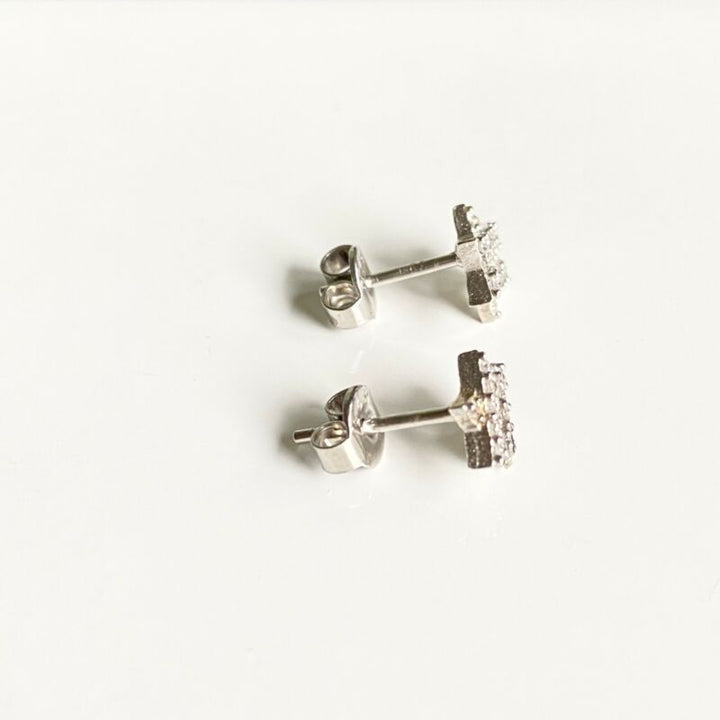 Sterling Silver CZ Star Of David Stud Earrings LJ9860