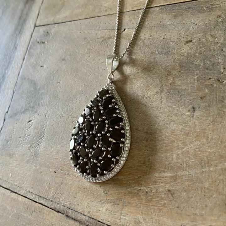 Sterling Silver Large Smokey Quartz Pendant LJ8955