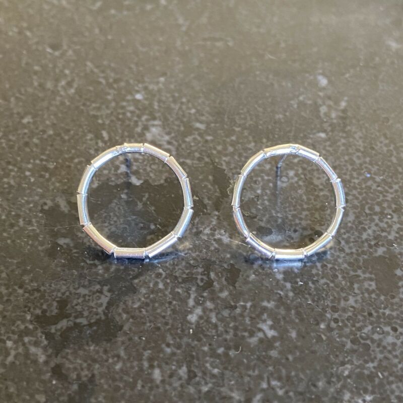 Sterling Silver Circle Stud Earrings LJ9978