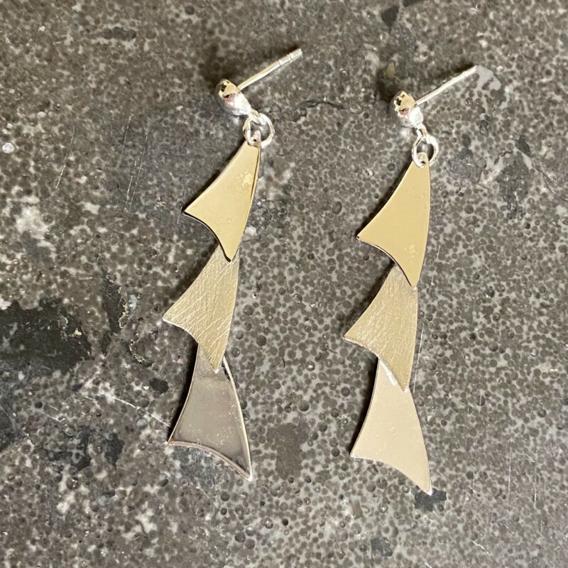 Sterling Silver Fishbone Drop Earrings LJ9548 - B & S Lyncris Jewellers