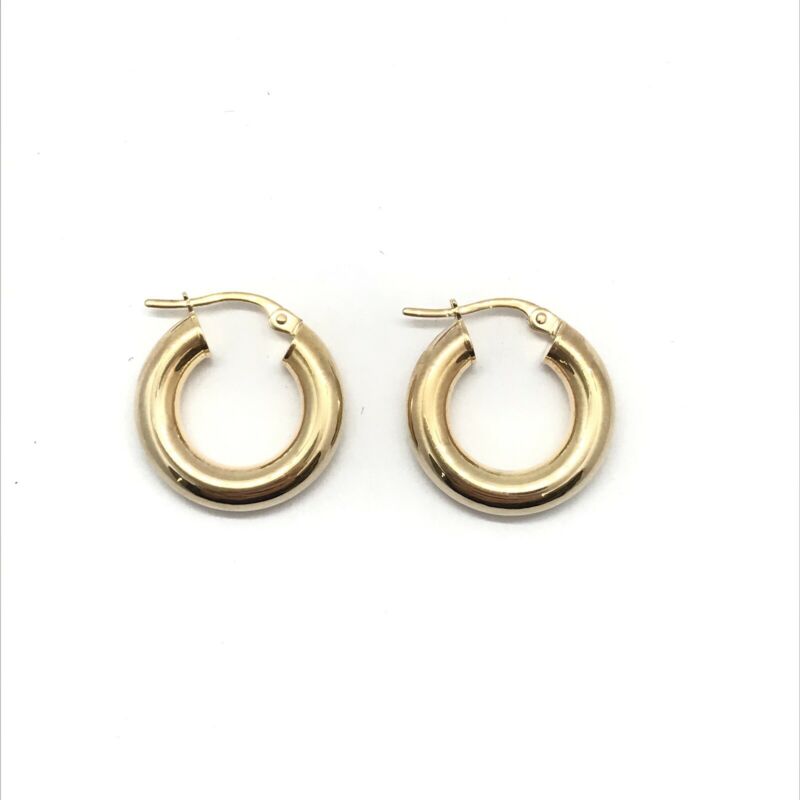 375 9ct Yellow Gold 18mm Round Tube Hinged Hoop Earrings - Lyncris Jewellers