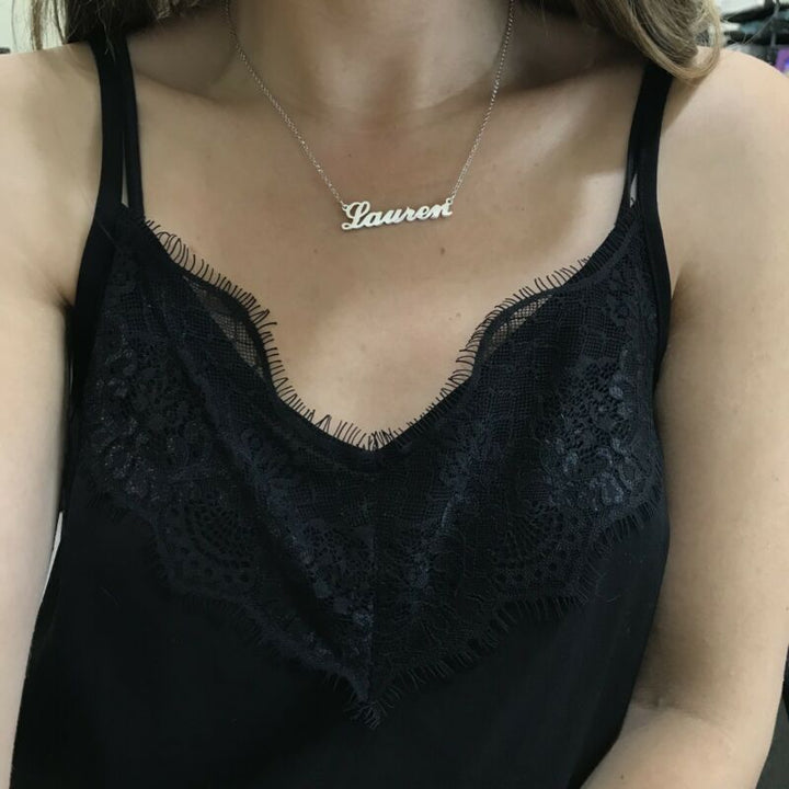 925 Sterling Silver Solid Custom Name Necklace Ã¢â‚¬â„¢LAURENÃ¢â‚¬â„¢ 45cm Cable Chain - Lyncris Jewellers