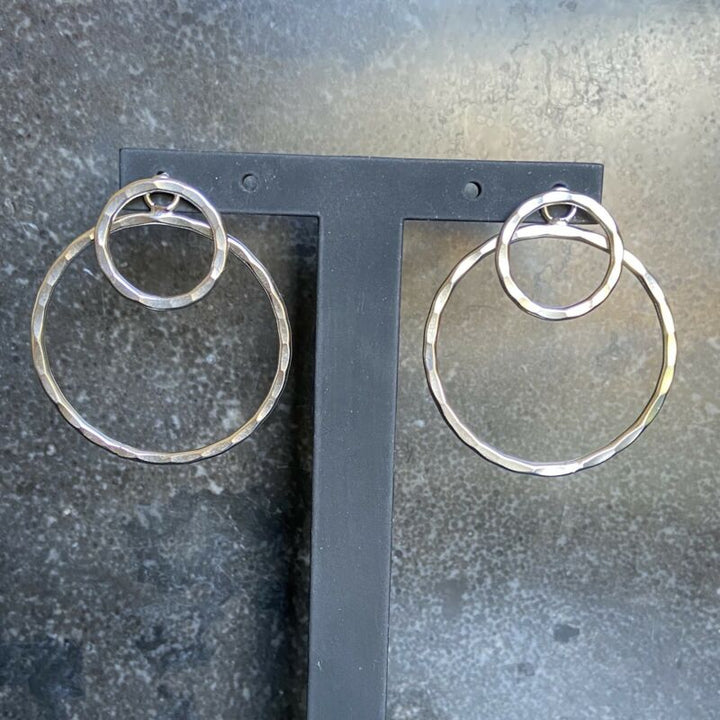 Sterling Silver Double Circle Two-Way Stud Earrings LJ8943