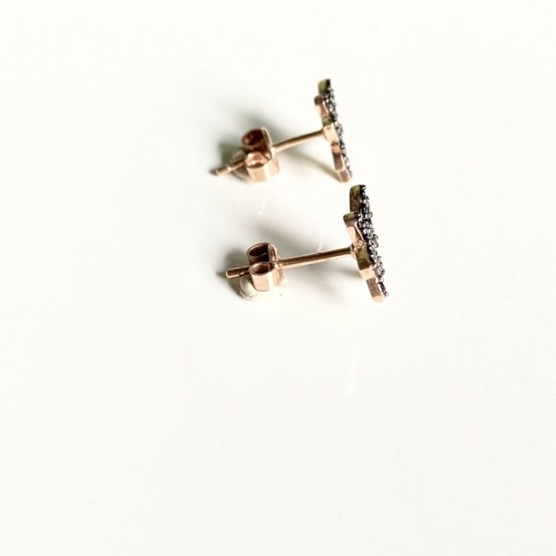 Rose Gold Plated Black CZ Butterfly Stud Earrings LJ9823