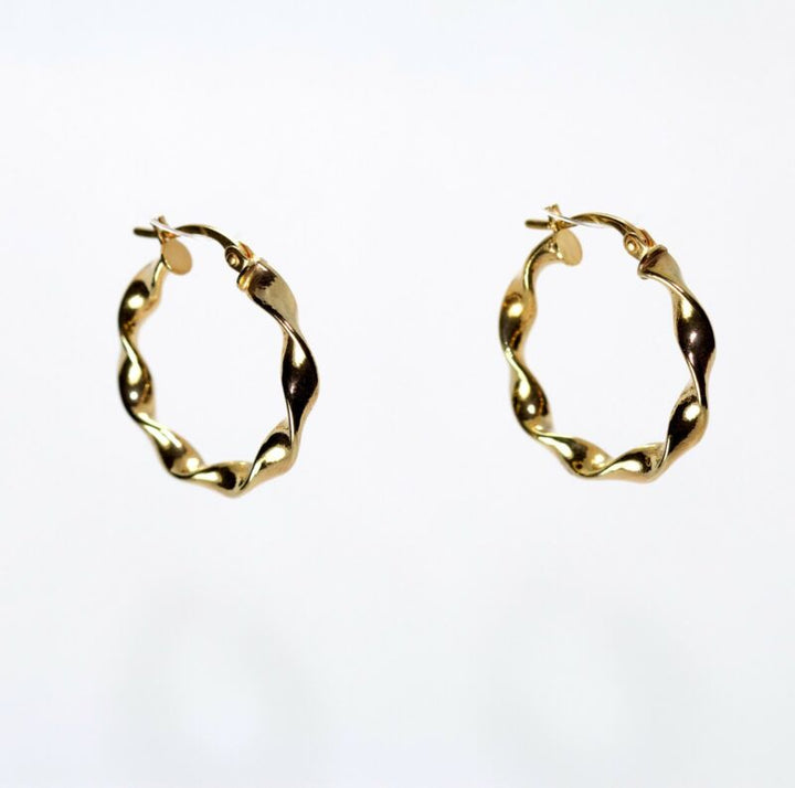 9ct Yellow Gold Twisted Hoop Earrings LJ8519