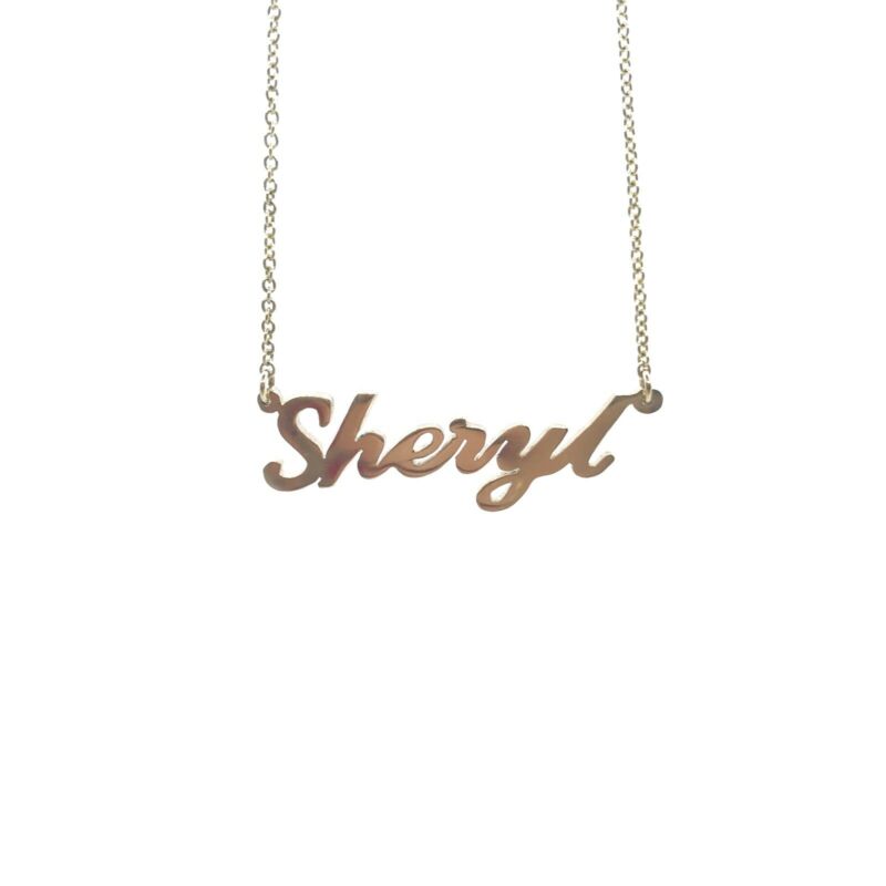 375 9ct Yellow Gold Solid Name Necklace ÃƒÂ¢Ã¢â€šÂ¬Ã¢â€žÂ¢SHERYLÃƒÂ¢Ã¢â€šÂ¬Ã¢â€žÂ¢ 45cm Cable Chain - Lyncris Jewellers