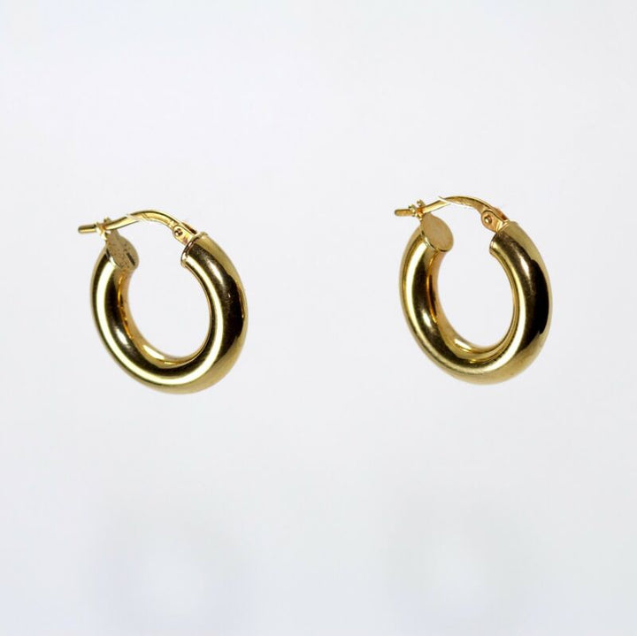 9ct Yellow Gold Thick Polished Hoop Earrings LJ852