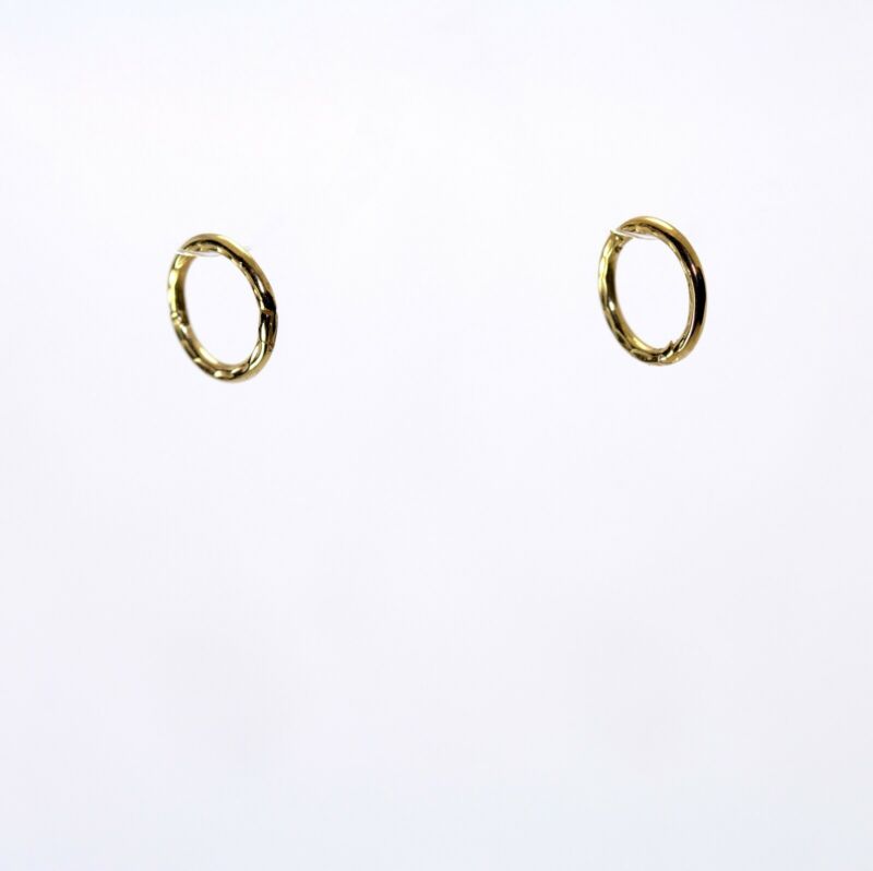 9ct Yellow Gold Patterned Sleeper Hoop Earrings LJ8586/8587