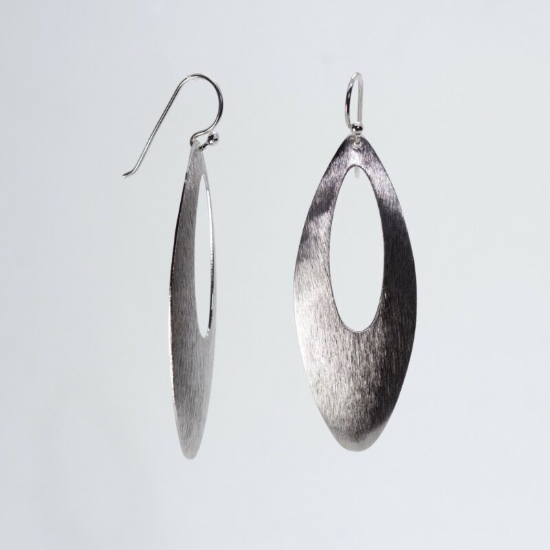 Sterling Silver Long Oval Convex Drop Earrings LJ8345 - B & S Lyncris Jewellers