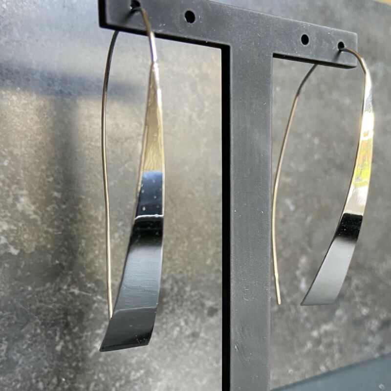 Sterling Silver Modern Minimal Drop Earrings LJ8952