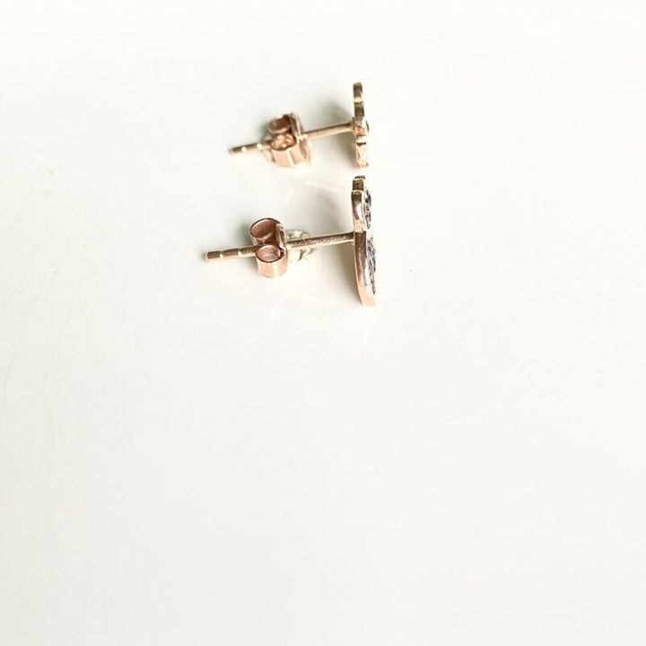 Rose Gold Plated Black CZ Elephant Stud Earrings LJ9820