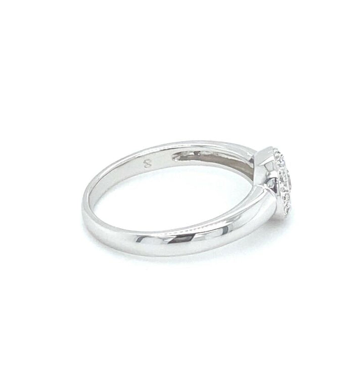 'LUNA' 18ct White Gold Bezel Set Diamond Halo Ring