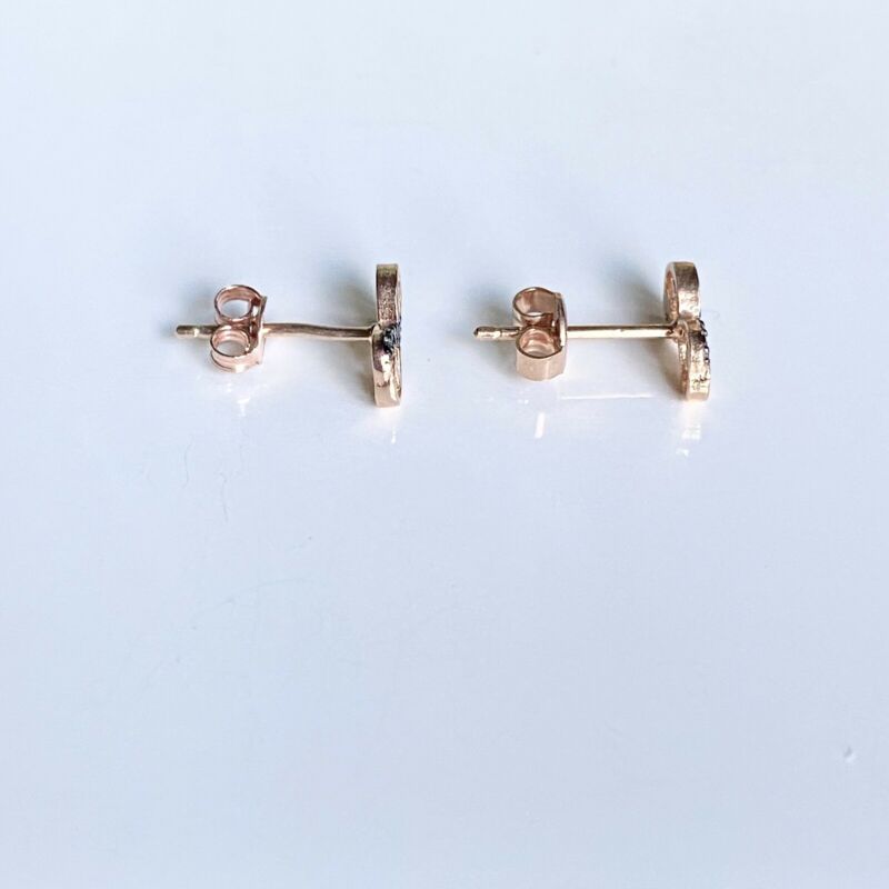 Rose Gold Plated Black CZ Infinity Stud Earrings LJ9825