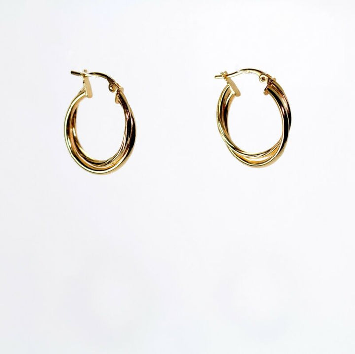 9ct Yellow Gold Double Twisted Hoop Earrings