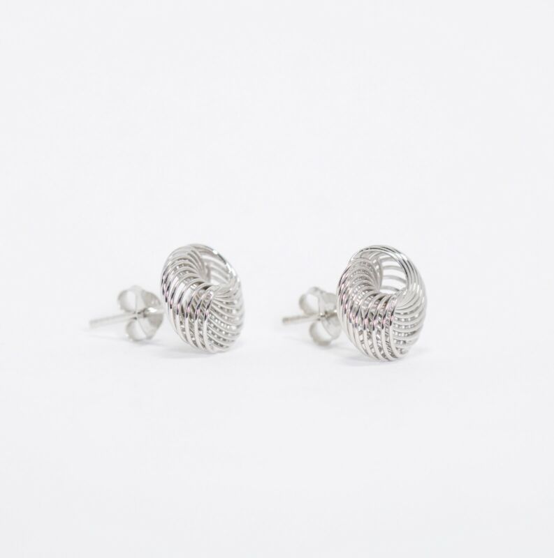 Sterling Silver Twisted Slinky Stud Earrings LJ8869