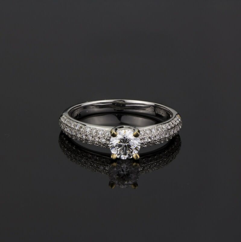 'AVERY' 18ct White Gold Solitaire Pave Diamond Ring