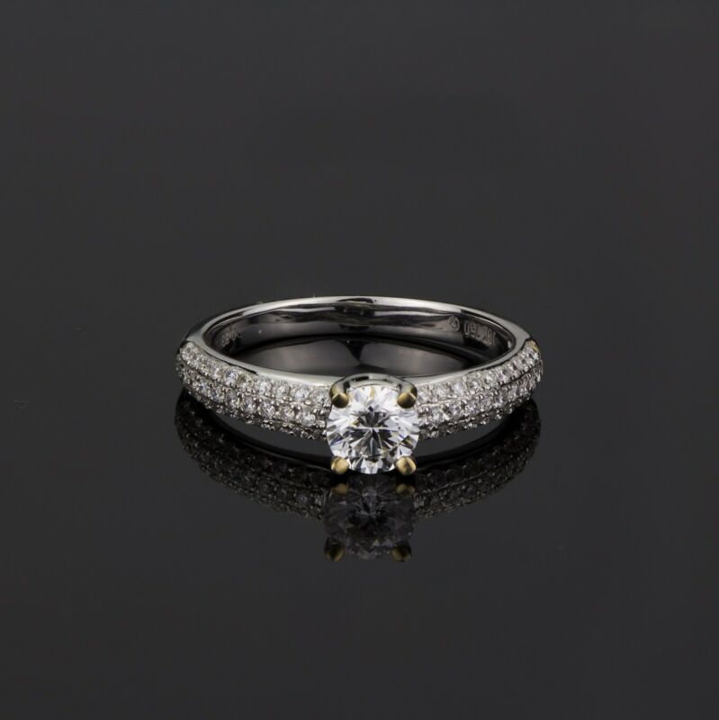 'AVERY' 18ct White Gold Solitaire Pave Diamond Ring - B & S Lyncris Jewellers