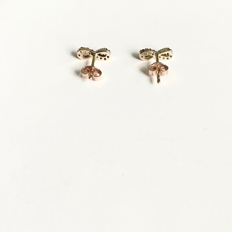 Rose Gold Plated Black CZ Infinity Stud Earrings LJ9834