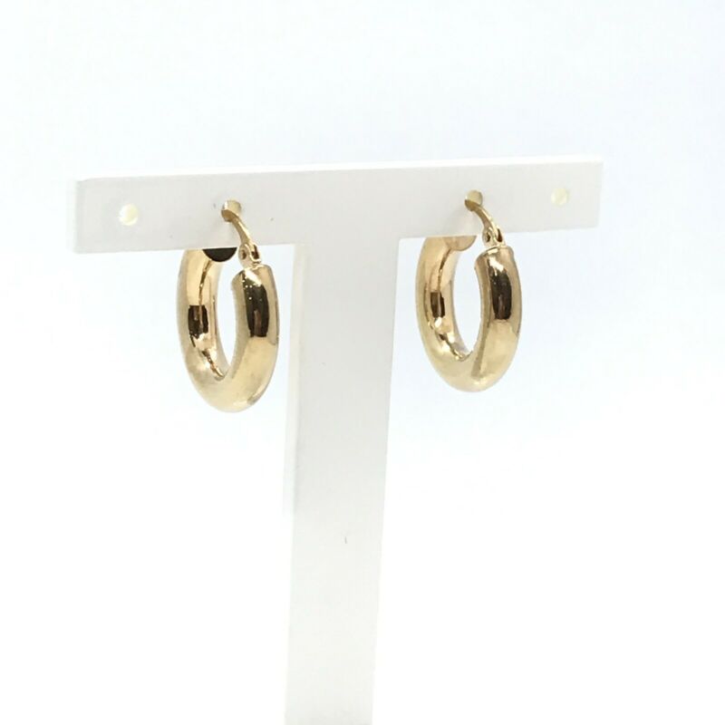 375 9ct Yellow Gold 18mm Round Tube Hinged Hoop Earrings - Lyncris Jewellers