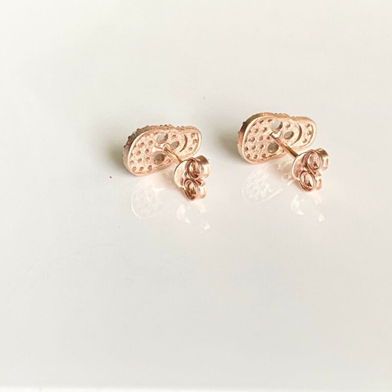 Rose Gold Plated CZ Skulls Stud Earrings LJ9842