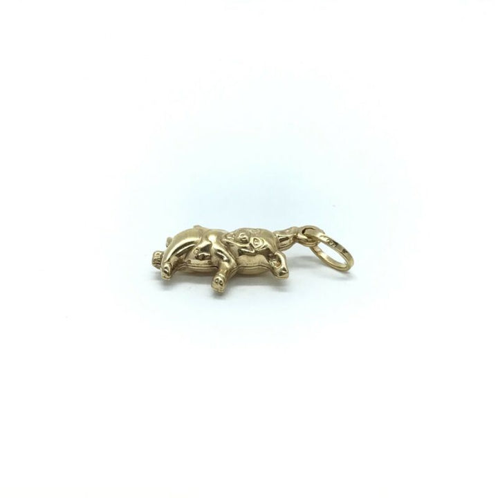 375 9ct Yellow Gold 3D Dancing Happy Funny Pig Charm/Pendant - Lyncris Jewellers