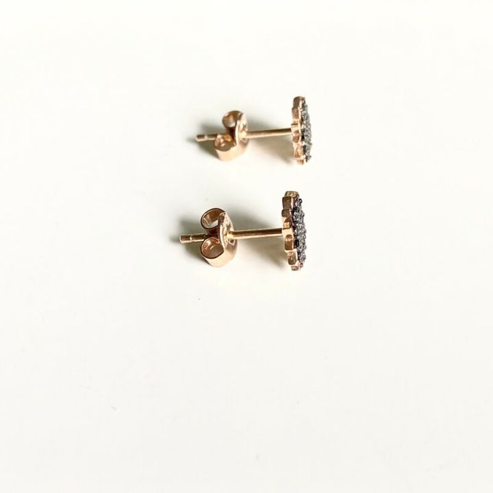 Rose Gold Plated Black CZ Sun Stud Earrings LJ9824