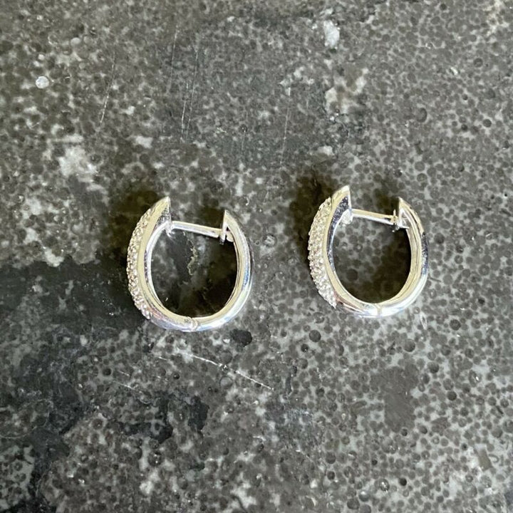 Silver CZ Huggie Hoop Earrings LJ5497