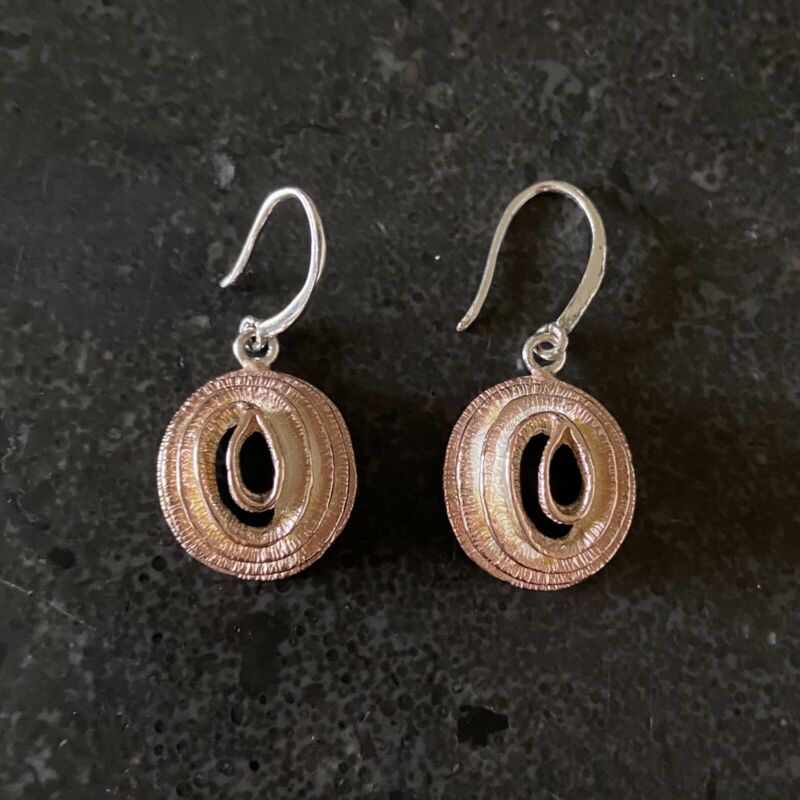 Sterling Silver Rose Gold Plated Beehive Drop Earrings LJ10078