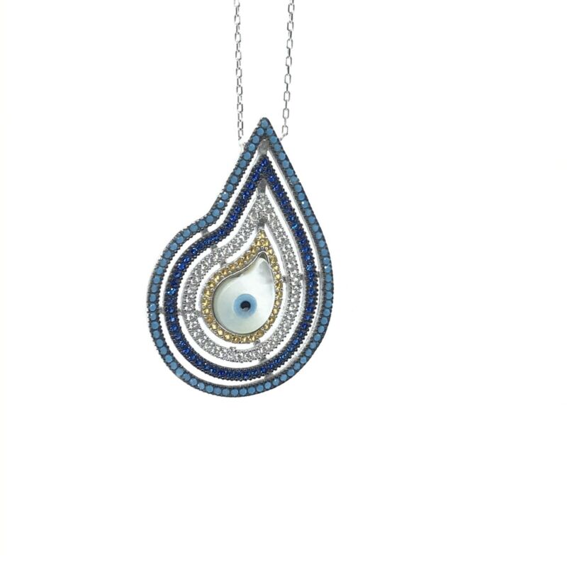 925 Sterling Silver Pave Set Evil Eye Nazar Necklace - Lyncris Jewellers