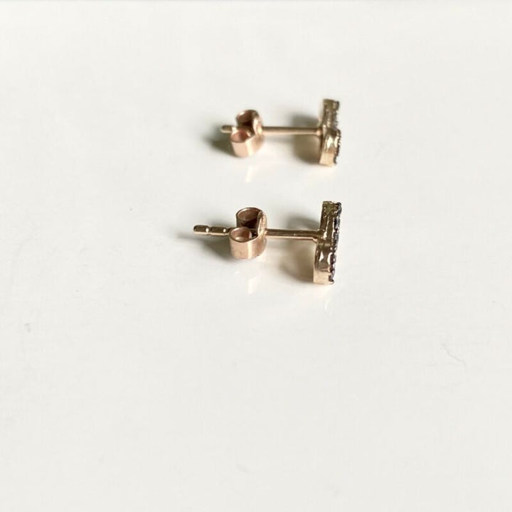 Rose Gold Plated Black CZ Infinity Stud Earrings LJ9834