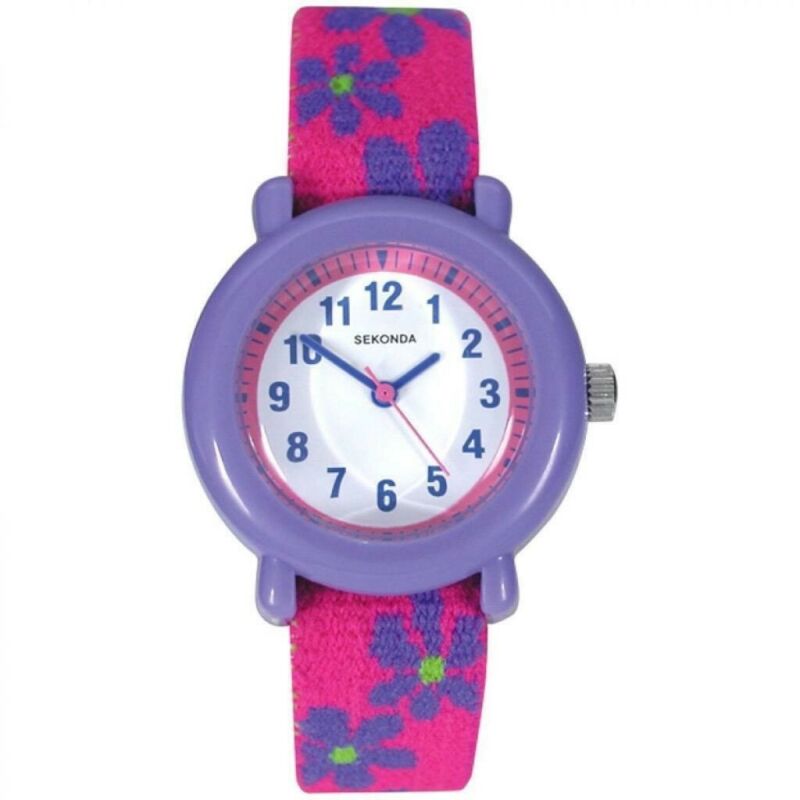 Sekonda Pink Purple Floral Fabric Kids Children's Watch SK4627 - Lyncris Jewellers