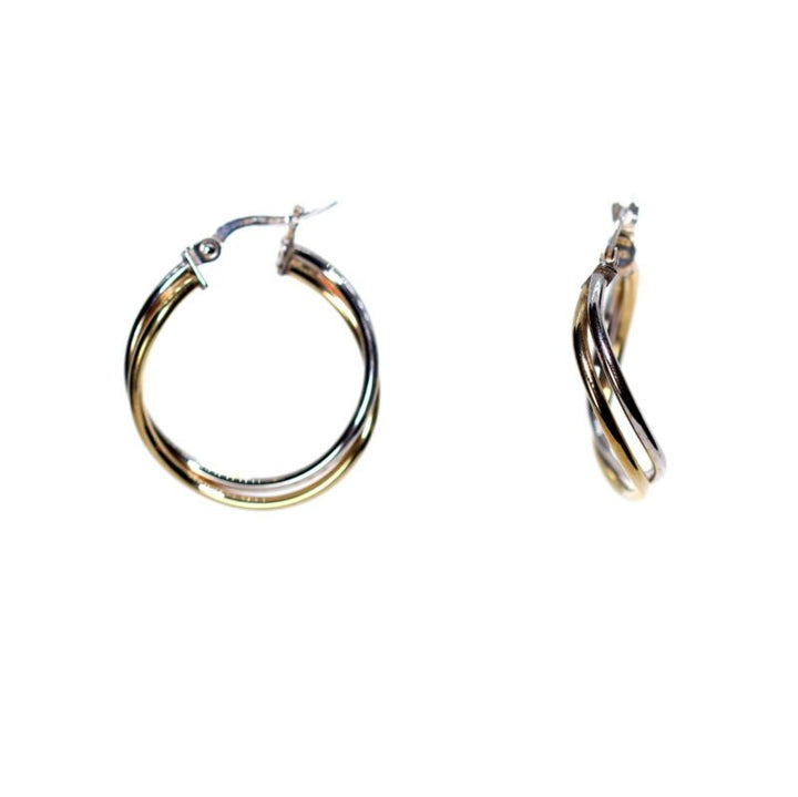 9ct Yellow Gold & White Gold Twisted Hoop Earrings LH8085