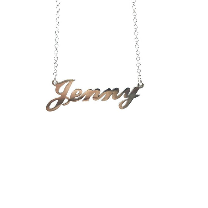 925 Sterling Silver Solid Custom Name Necklace â€™JENNYâ€™ 44cm Cable Chain - Lyncris Jewellers