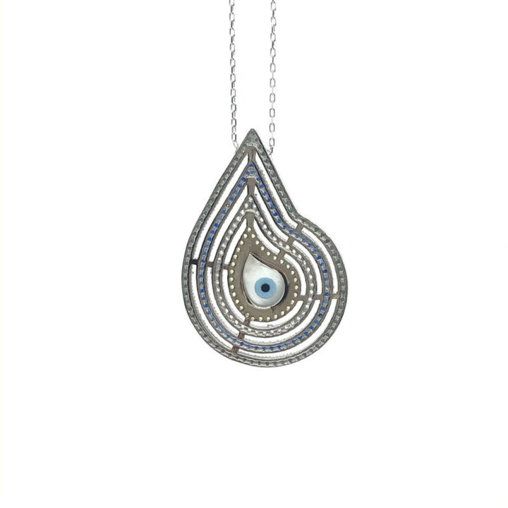 925 Sterling Silver Pave Set Evil Eye Nazar Necklace - Lyncris Jewellers
