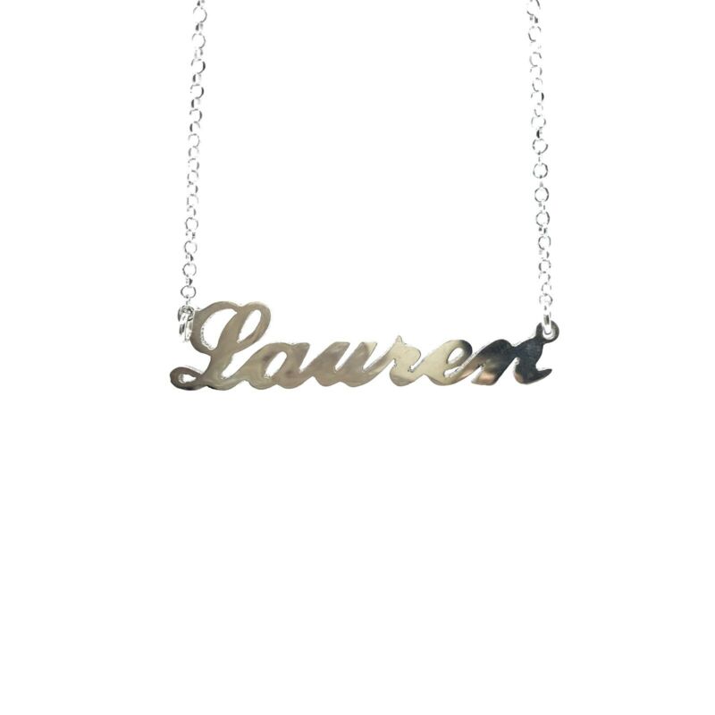 925 Sterling Silver Solid Custom Name Necklace ÃƒÂ¢Ã¢â€šÂ¬Ã¢â€žÂ¢LAURENÃƒÂ¢Ã¢â€šÂ¬Ã¢â€žÂ¢ 45cm Cable Chain - Lyncris Jewellers