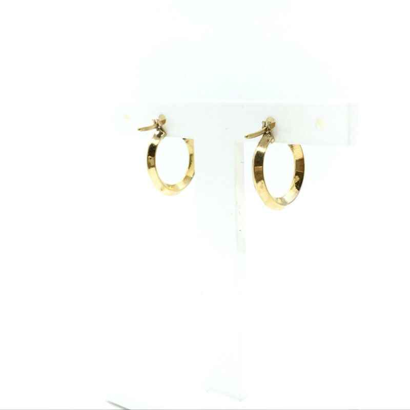 375 9ct Yellow Gold 14mm Round Knife Edge Hinged Hoop Earrings - Lyncris Jewellers