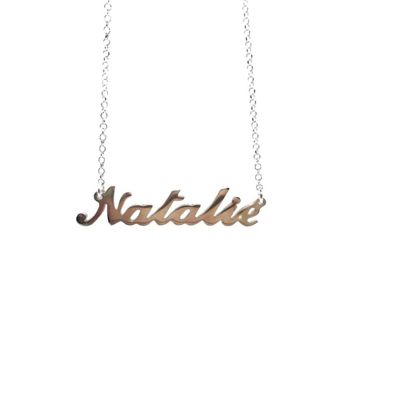 925 Sterling Silver Solid Custom Name Necklace ÃƒÂ¢Ã¢â€šÂ¬Ã¢â€žÂ¢NATALIEÃƒÂ¢Ã¢â€šÂ¬Ã¢â€žÂ¢ 45cm Cable Chain - Lyncris Jewellers