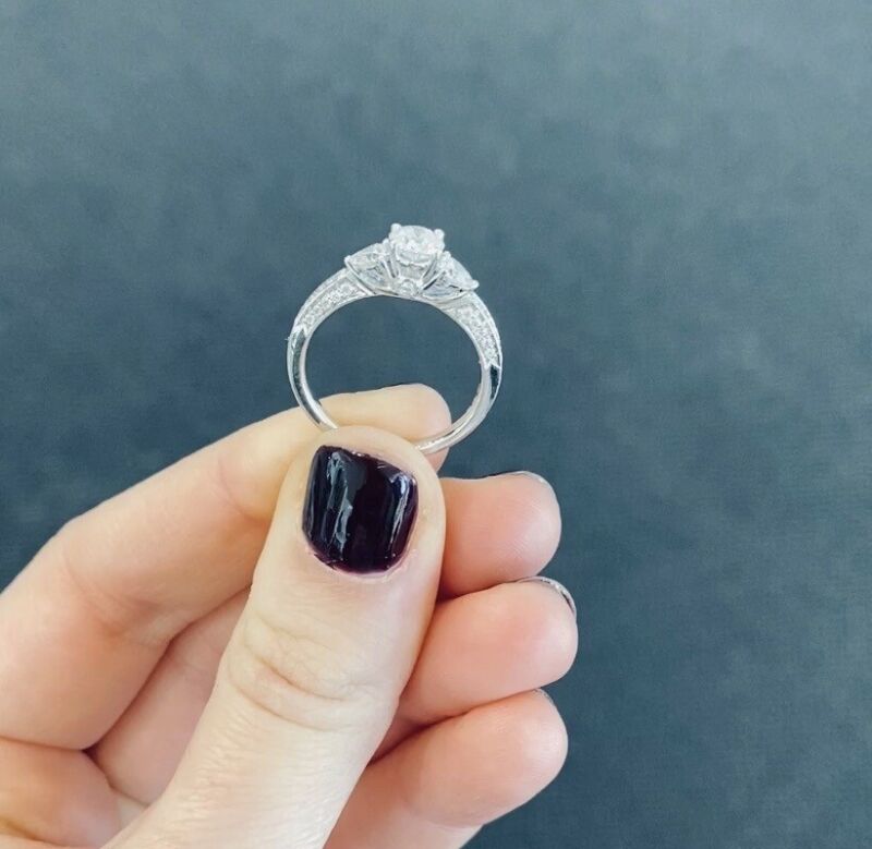 'DELILAH' 18ct White Gold Fancy Trilogy Diamond Ring - B & S Lyncris Jewellers