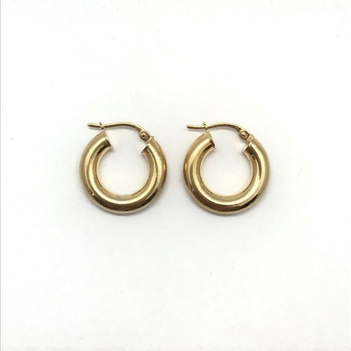 375 9ct Yellow Gold 18mm Full Round Polished Finish Hinged Hoop Earrings - Lyncris Jewellers