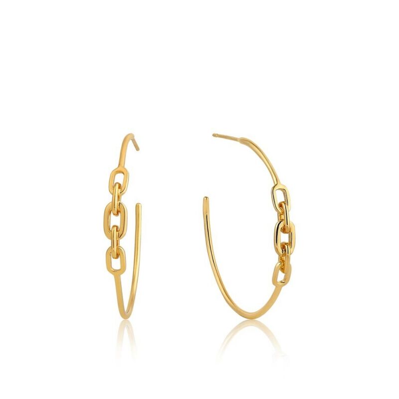 ANIA HAIE Yellow Gold Chain Links Hoop Earrings E004-03G - Lyncris Jewellers