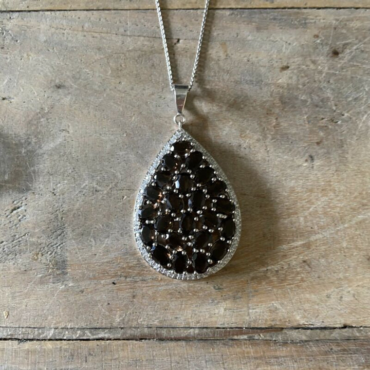 Sterling Silver Large Smokey Quartz Pendant LJ8955