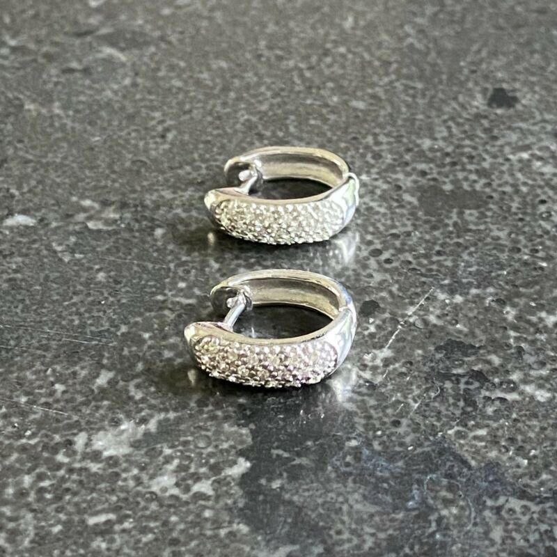 Silver CZ Huggie Hoop Earrings LJ5497