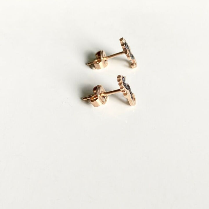 Rose Gold Plated Black CZ Seahorse Stud Earrings LJ9840