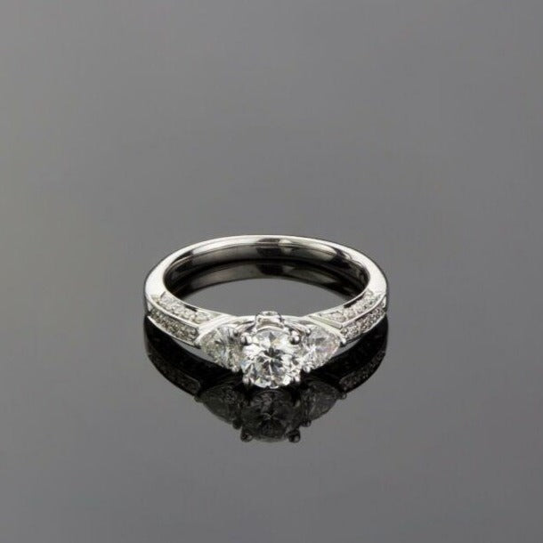 'DELILAH' 18ct White Gold Fancy Trilogy Diamond Ring - B & S Lyncris Jewellers