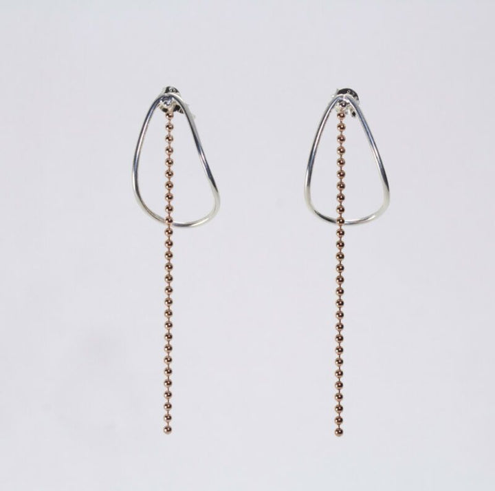 Sterling Silver & Rose Gold Plated Long Drop Earrings LJ9452