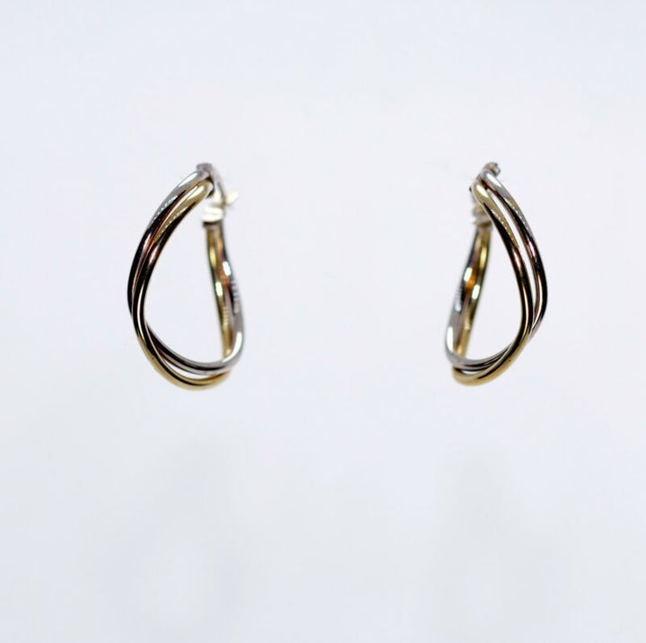 9ct Yellow Gold & White Gold Twisted Hoop Earrings LH8085