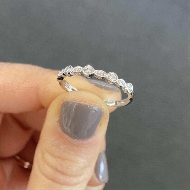 'AUDREY' 9ct White Gold Milgrain Bezel Diamond Ring